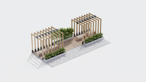 istock isometric top view architecture garden park landscape terrace nature design modern 3d render. 2166906445