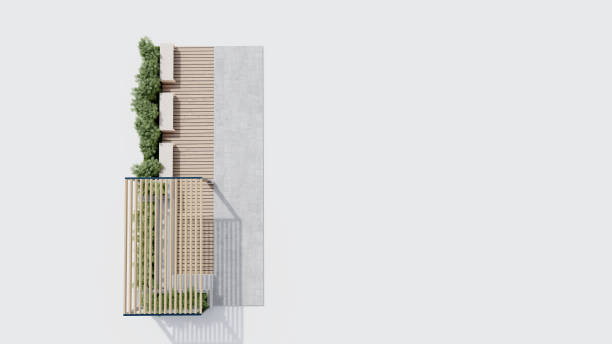 istock top view architecture garden park landscape terrace nature design modern 3d render. 2166907924