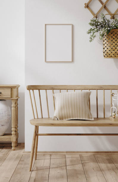 istock Mockup frame in farmhouse living room interior 2166909611
