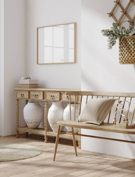 istock Mockup frame in farmhouse living room interior 2166909723