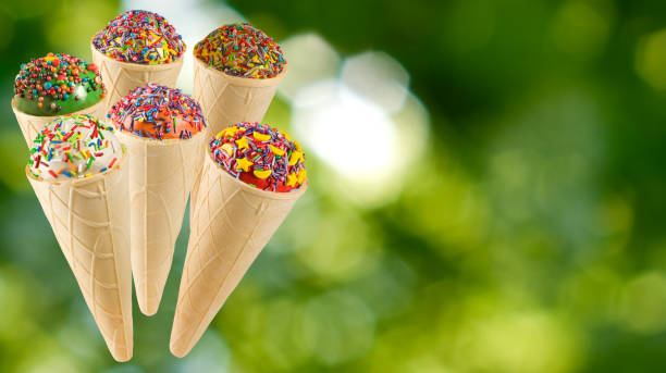 A Delightful Array of Colorful Ice Cream Cones on a Summer Day
