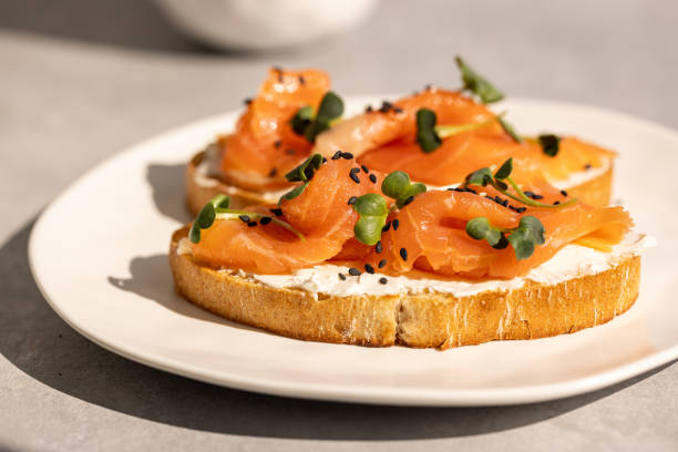 istock Sandwich with cream cheese and red fish 2166911474