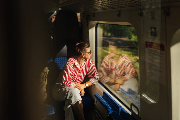 Woman on a train