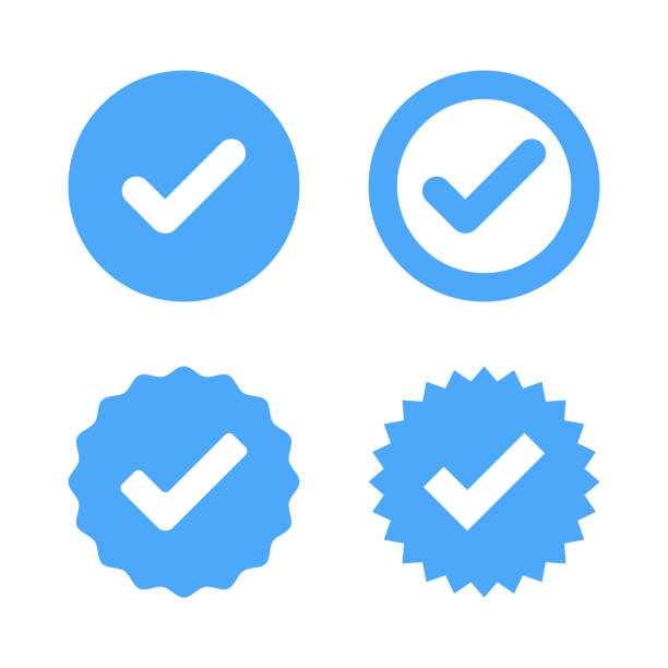 Verified account icon set vector design Scalable to any size. Vector illustration file. examining stock illustrations