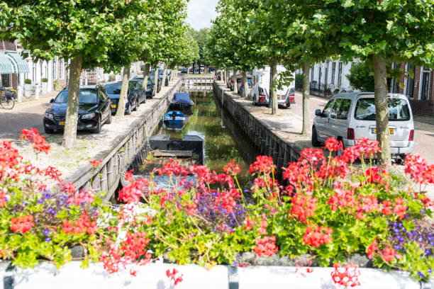 Canal lock with house. French waterway. France