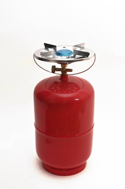 Gas cylinder with a burner. vertical