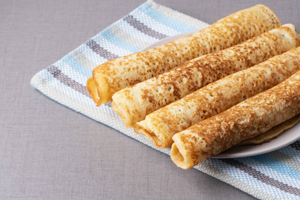 istock European style pancakes on a plate, with copy space for text 2166925582