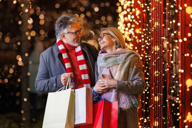 istock Mature couple outside during Christmas time 2166928372