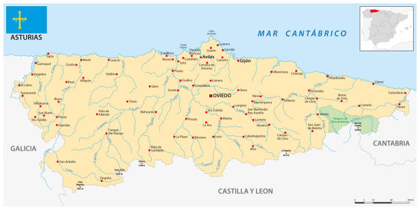 istock Map of the Spanish autonomous community of Asturias 2166928968