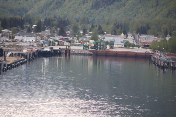 On May 27, 2024 this is the view of the harbor town of Skagway Alaska and the many shops and vintage buildings