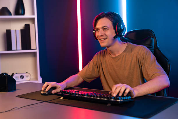 istock Host channel of smart streamer playing online game to be winner. Pecuniary. 2166934037