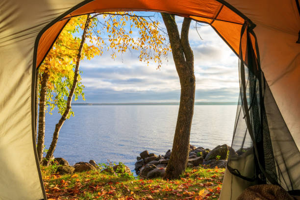 istock Tent camping on a lake in autumn 2166936668