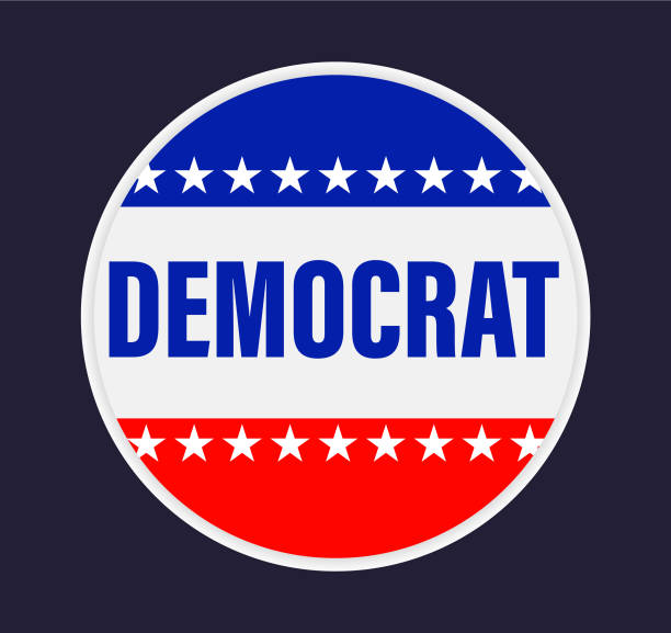 Democrat USA voter election campaign button design with American flag design elements Vector illustration of a Democrat USA voter election campaign button design with American flag design elements. Fully editable. Includes vector eps and high resolution jpg. Royalty free design. democratic party logo stock illustrations