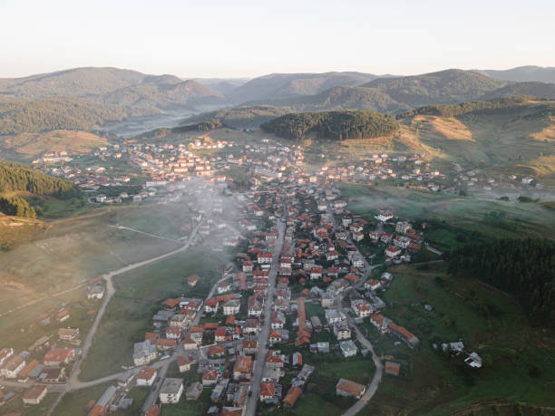 istock Typical European Mounatin Town, Aerial View. 2166942001