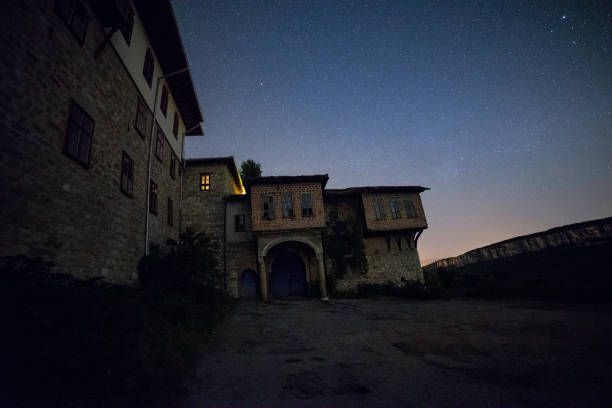 European Ortodox Monastery Under Starry Sky.