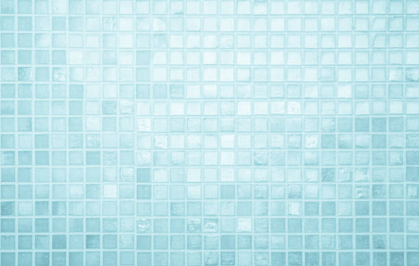 istock Blue light ceramic wall chequered and floor tiles mosaic background in bathroom. Design pattern geometric with grid wallpaper texture decoration pool. Simple seamless abstract surface clean. 2166942311