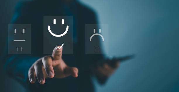 User give rating to service experience on online application, Customer review satisfaction feedback survey concept, Customer can evaluate quality of service leading to reputation ranking of business.