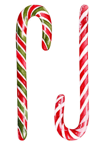 istock Cute hand drawn watercolor christmas canes in red and green colors 2166953220
