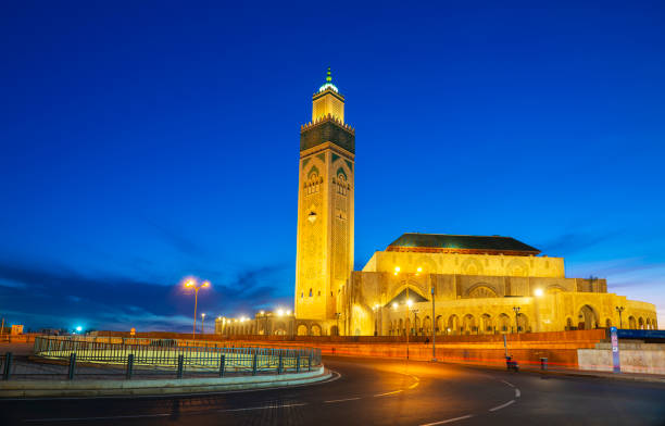 The Hassan II Mosque is a mosque in Casablanca, Morocco. It is the largest mosque in the country and the 7th largest mosque in the world. Its minaret is the world's tallest at 210 m (689 ft).
