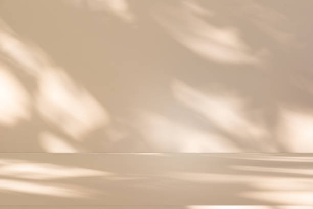 istock Studio style background wall decoration presentation uses white and beige tones. with shadows cast from a nearby window, concept creating a decorative 2166958912