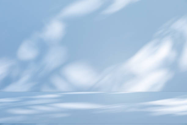 istock Studio style background wall decoration presentation uses white and blue tones. with shadows cast from a nearby window, concept creating a decorative 2166958927