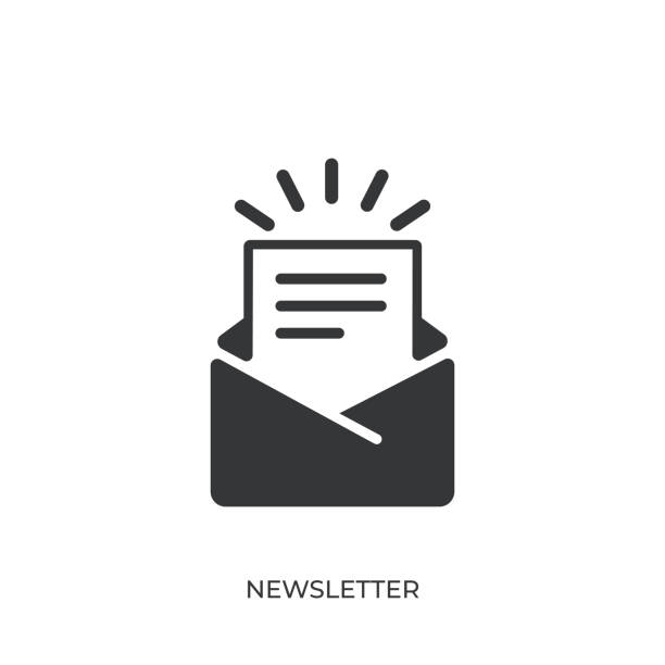Newsletter glyph solid icon. Solid icon that can be applied anywhere, simple, pixel perfect and modern style Newsletter glyph solid icon. Solid icon that can be applied anywhere, simple, pixel perfect and modern style newsletter stock illustrations