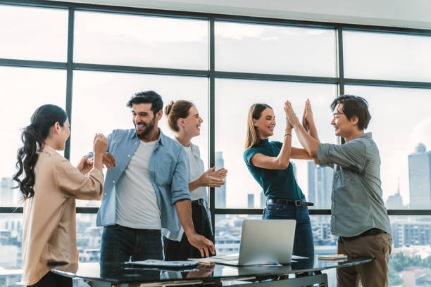 istock Diverse professional start up project team celebrate their project.Tracery. 2166962745