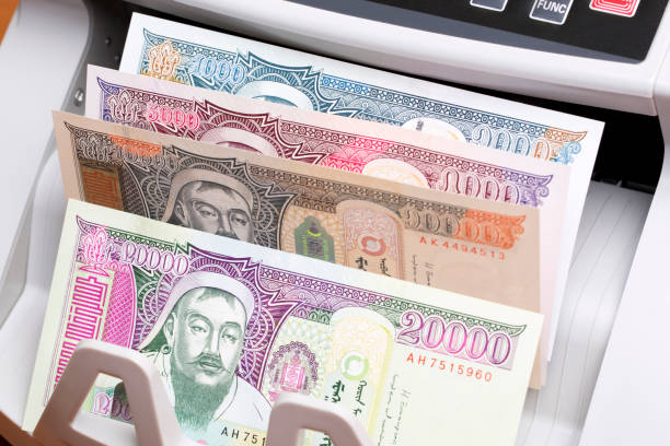 istock Mongolian tugrik in the counting machine 2166965285