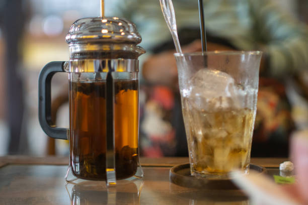 istock Brewing tea and a glass of ice on the table 2166969844