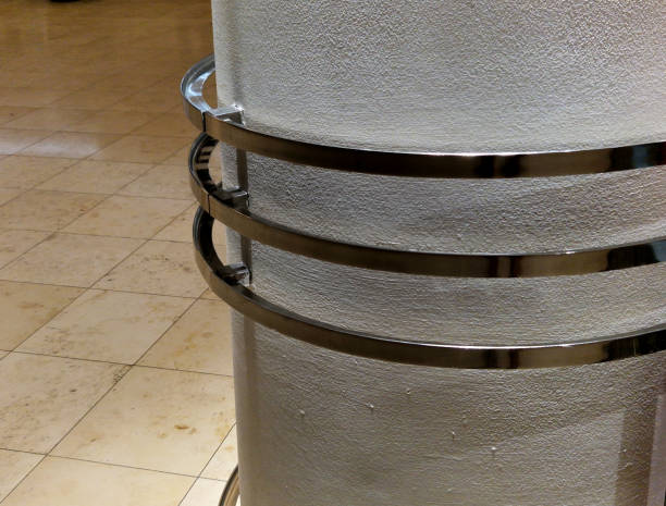 istock the protective grid around the column is a prevention against shopping carts hitting the white plaster 2166969895