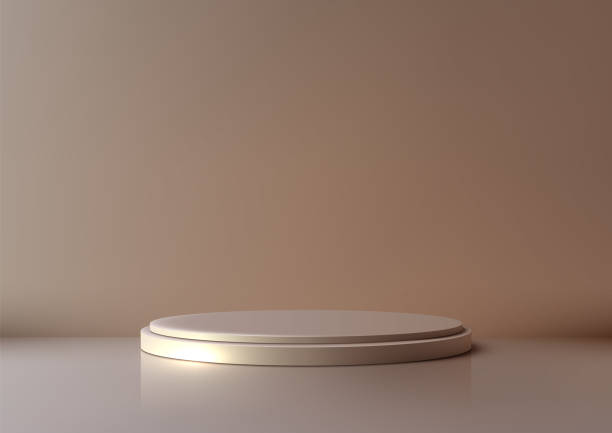istock Luxury 3D Gold Podium on a Minimalist Beige Background for Product Display, Mockup, and Showcase in a Modern, Elegant Style 2166970629