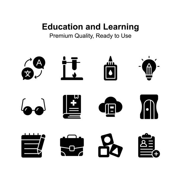 Visually perfect education and learning icons, ready for premium use Visually perfect education and learning icons, ready for premium use. kindergarten portfolio stock illustrations