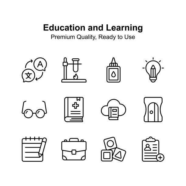 Visually perfect education and learning icons, ready for premium use Visually perfect education and learning icons, ready for premium use. kindergarten portfolio stock illustrations