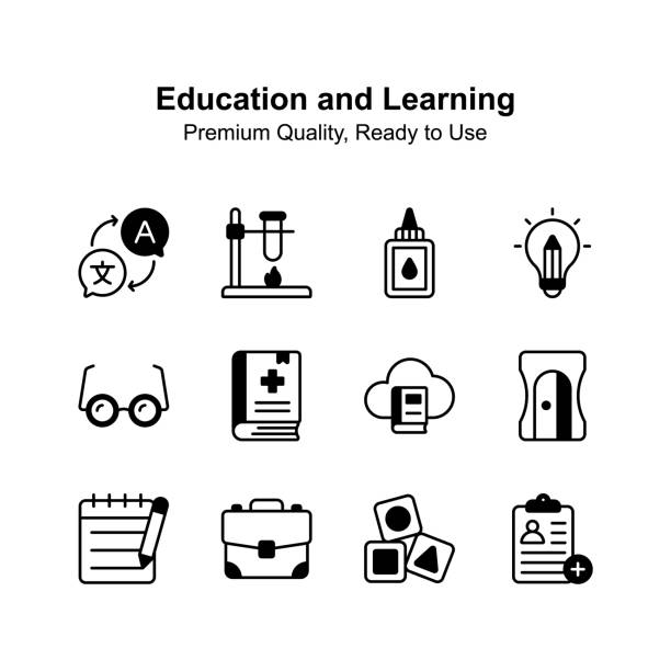 Visually perfect education and learning icons, ready for premium use Visually perfect education and learning icons, ready for premium use. kindergarten portfolio stock illustrations