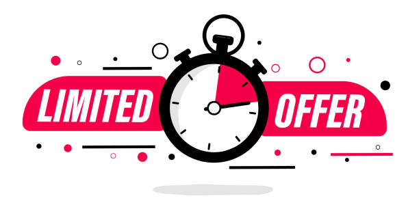 istock Limited offer with clock for promotion, banner, price. Super promo with countdown or exclusive deal. 2166976751