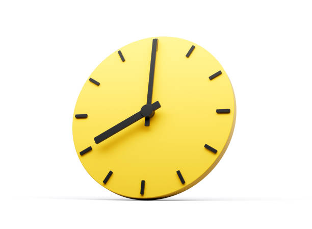 istock 3d Simple Yellow Round Wall Clock 8 O'Clock Eight O'clock On White Background 3d illustration 2166978711