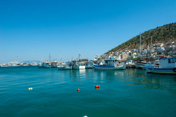 Kalymnos island, Greece; August 06, 2024; General harbor view of Kalymnos island