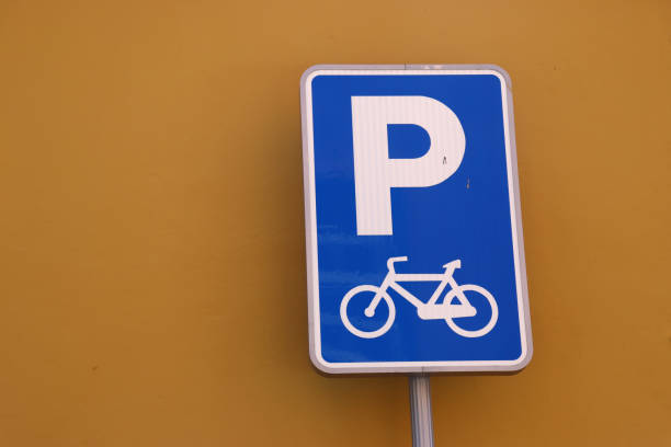 istock Blue sign indicating bicycle parking 2166995432