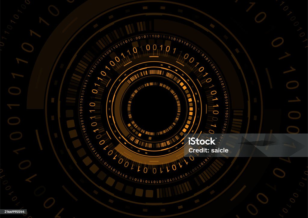 Tech Abstract Background With Ui Circular Elements And Binary Code ...
