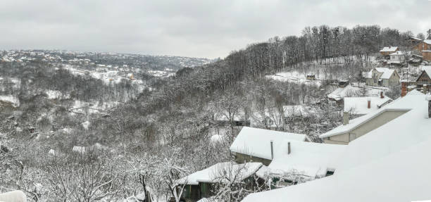 istock Panoramic winter views, city, mountains and Hills 2166995827