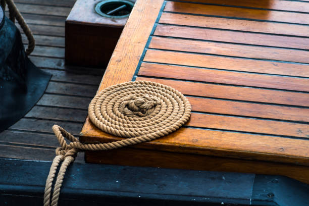 istock Rope wrapped on a boat, marine equipment 2166999652
