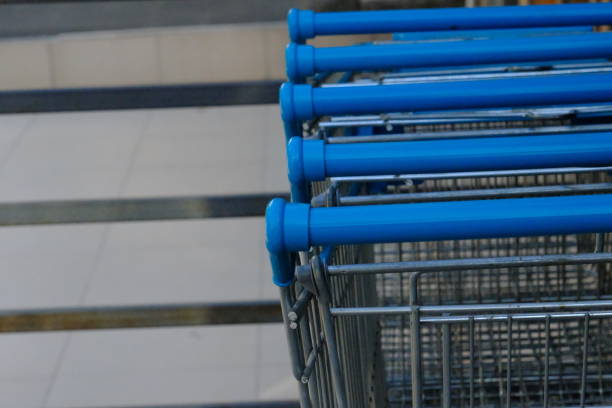 Grocery shopping. Close-up view of carts used for grocery shopping.