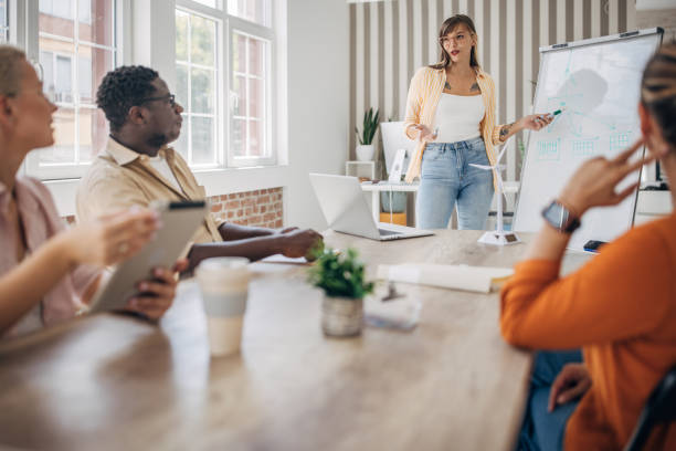 istock Businesswoman presenting data to colleagues in office 2167005982