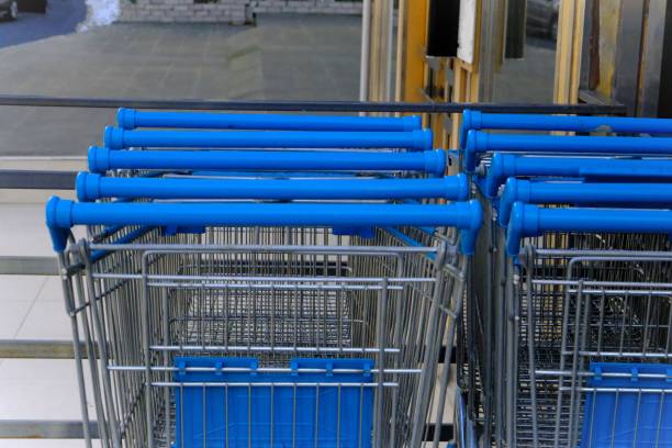 istock View of grocery shopping carts in bulk 2167006702