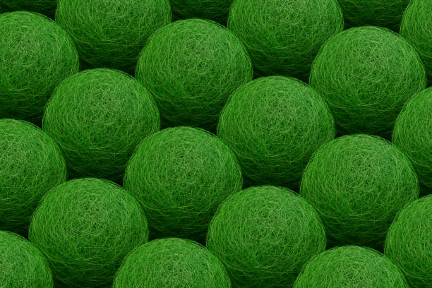 Green grass spheres, sustainability concept. Digitally generated image. 3d render.