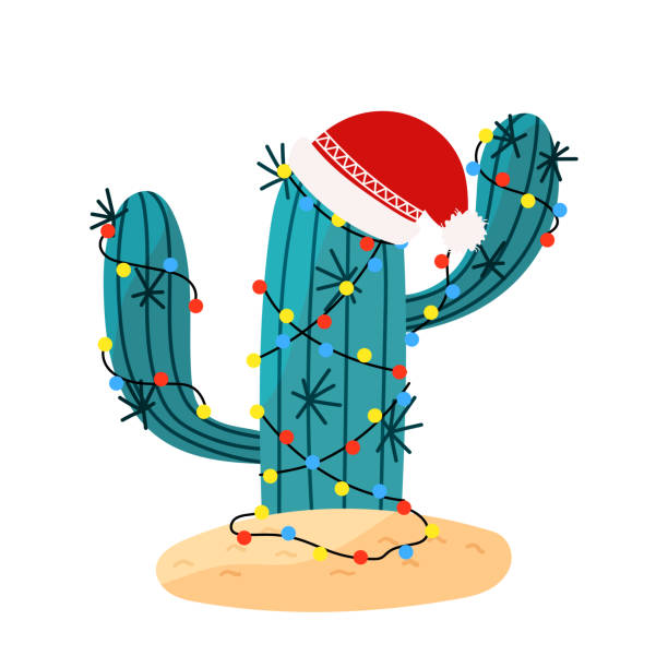 istock Christmas cactus in garland in flat style. Vector illustration Capibara for holiday designs of banner, cover, advertisement, greeting card. Concept of Christmas and New Year 2167015327