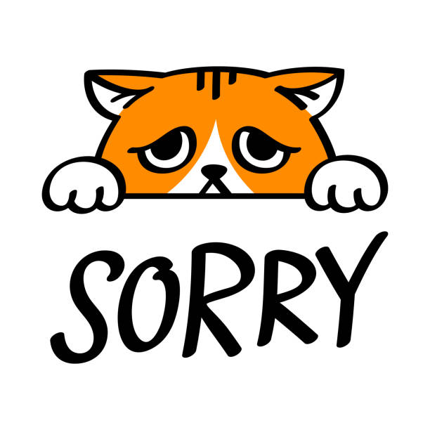 Sad apologetic cat Doodle vector icon. Vector EPS 10, HD JPEG 4000 x 4000 px apology cartoon stock illustrations
