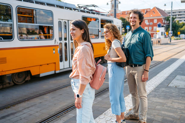 istock Three Friends Waiting For A Tram In Budapest In Hungary 2167021131