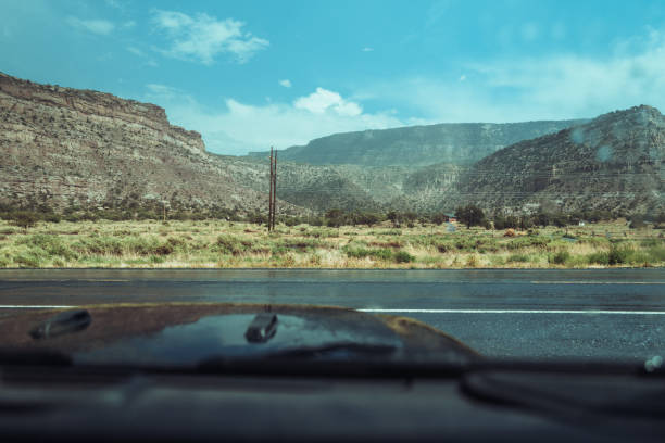 Traveling in Monument Valley, Arizona. The iconic rocky formations of the natural park