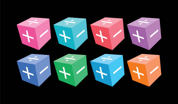 istock mathematical symbols on cube. cube symbols and math signs. addition, division and subtraction symbols on black background 2167024668